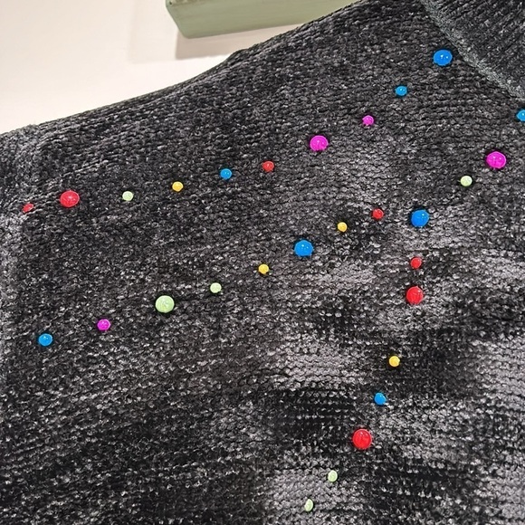 New ModCloth chenille black multicolored candy, confetti sweater women’s small - Picture 3 of 10